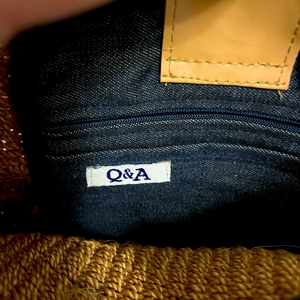 Q & A American flag straw small tote bag - Picture 6 of 8